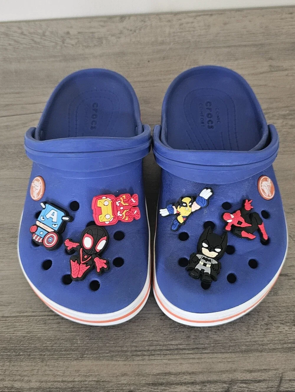 Crocs Kids Blue Marvel Superhero Charms Clog Shoes C 12 Boy